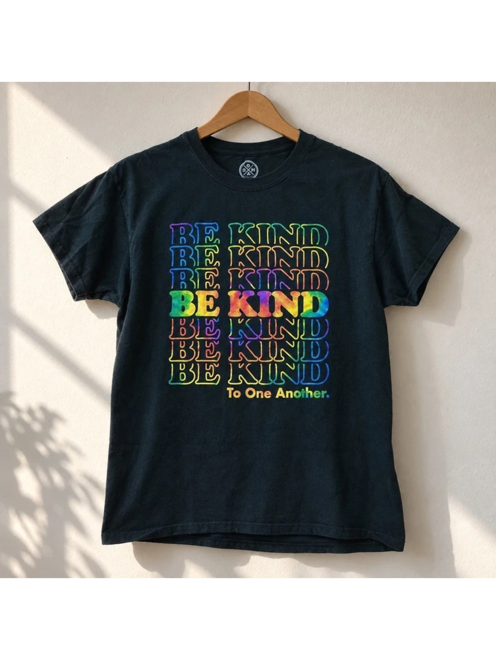 DOM Be Kind To One Another Rainbow Graphic T-Shirt Black Men's L